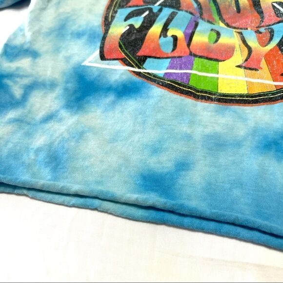 Pink Floyd Band Tee Blue Tie Dye Cropped Raw Hem Crew Neck Cotton Size Small - Picture 4 of 10